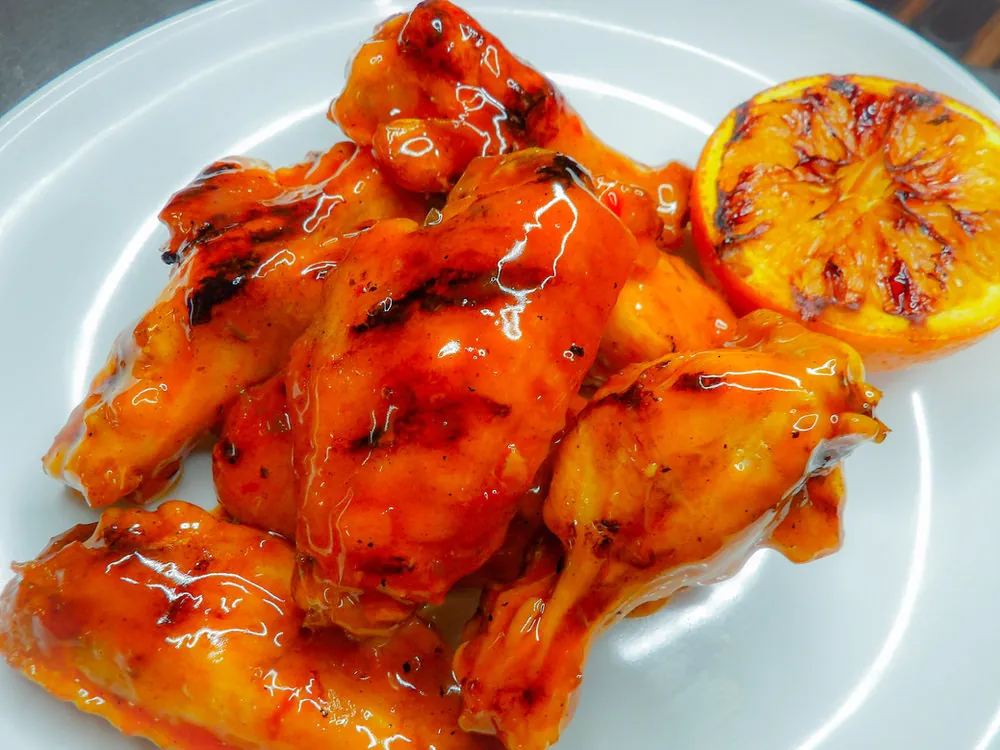 Glazed grilled chicken wings