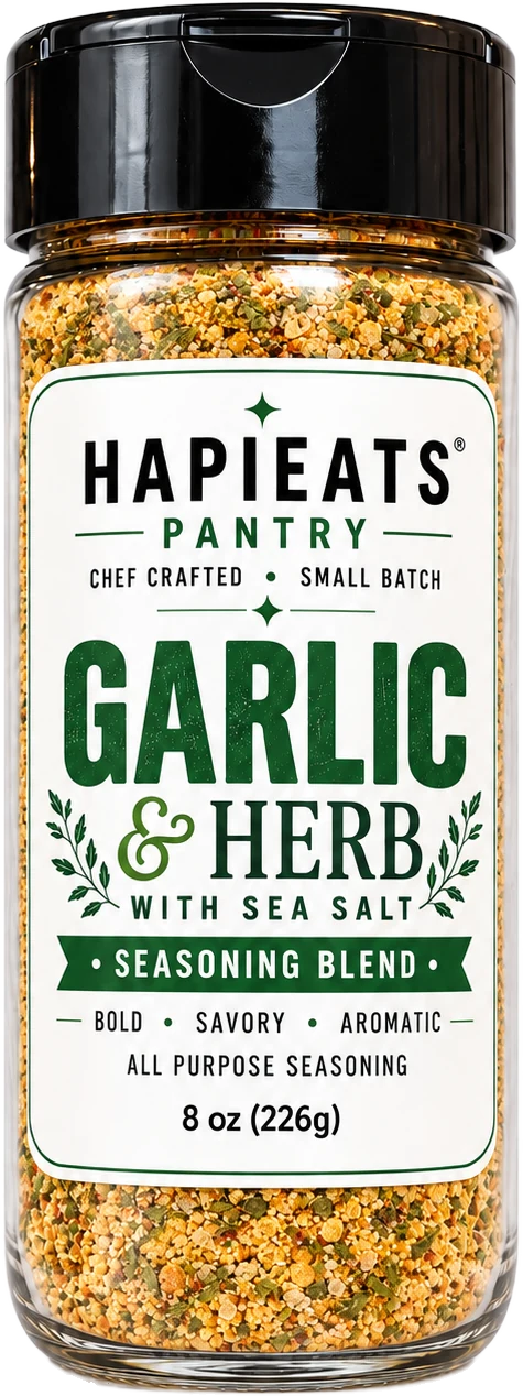 Bottle of HapiEats Garlic & Herb