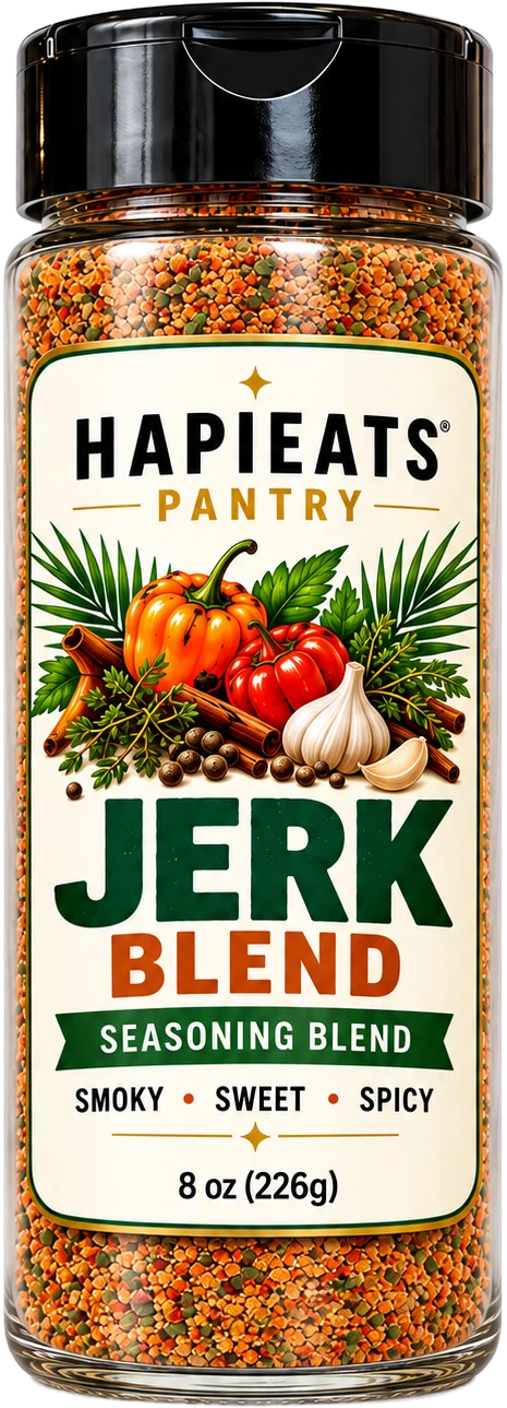 Bottle of HapiEats Jerk Blend