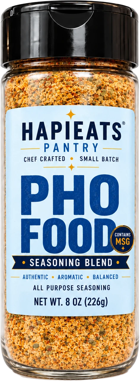 Bottle of HapiEats Pho Food